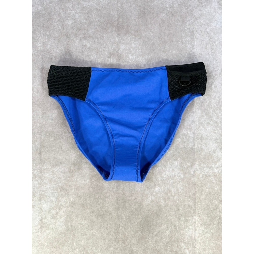 Robin Piccone Blue Black Mesh Bikini Bottom Swim Brief Style 204569E Womens‎ L